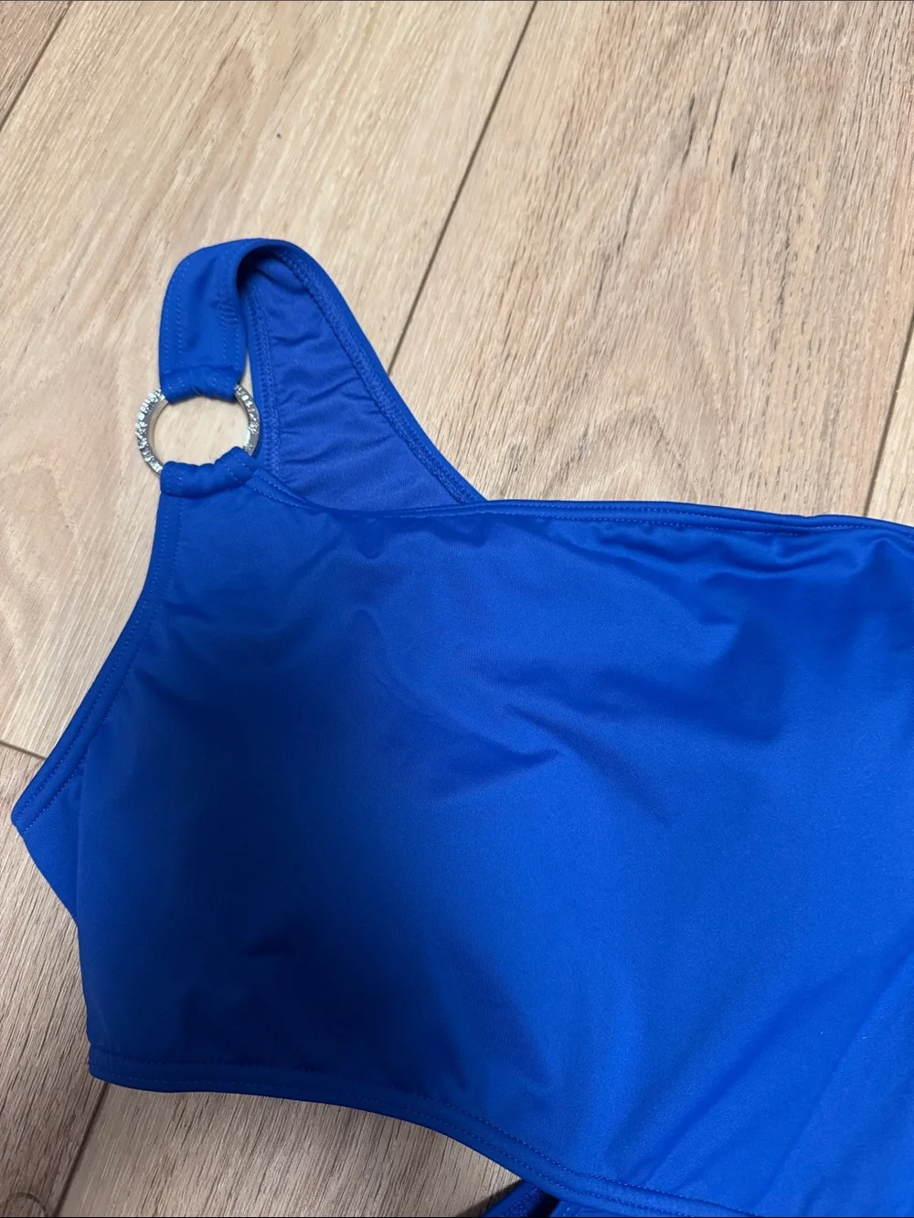 Michael Kors NWT 8 Royal BLUE SHARK BITE SILVER O RING ONE SHOULDER Swimsuit